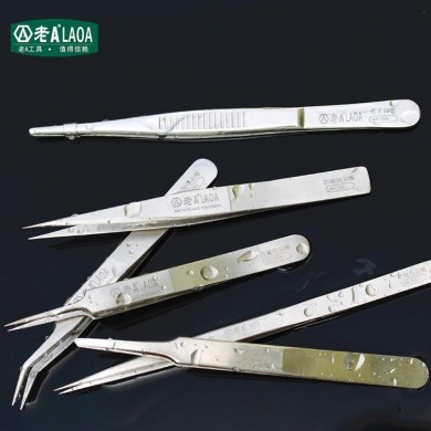 Good quality flat teeth Tweezers Nail Art Stainless Steel